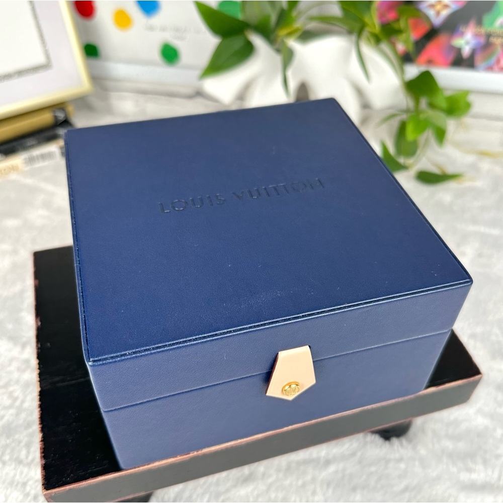 Louis Vuitton Large size Blue Leather jewelry box or watch box LIKE NEW RARE